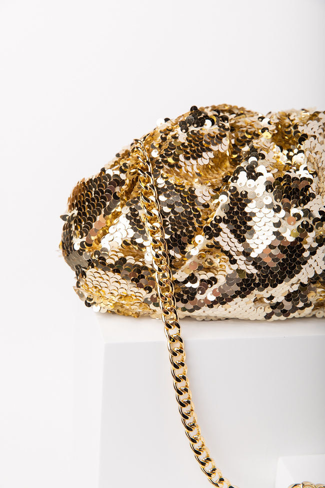 Gold Sequin Pouch Bag