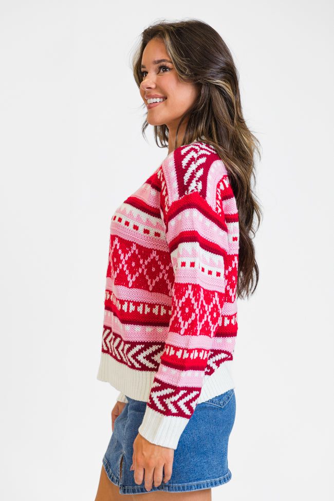 Winter Wonderland Red Multi Fair Isle Sweater