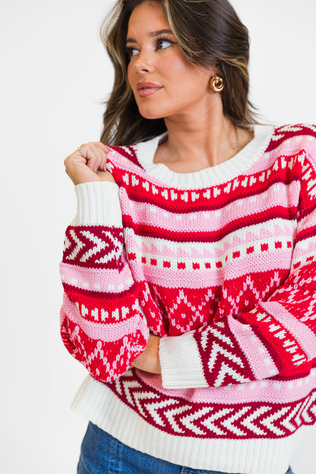 Winter Wonderland Red Multi Fair Isle Sweater