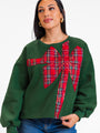 All Tied Up Green Plaid Bow Sweatshirt