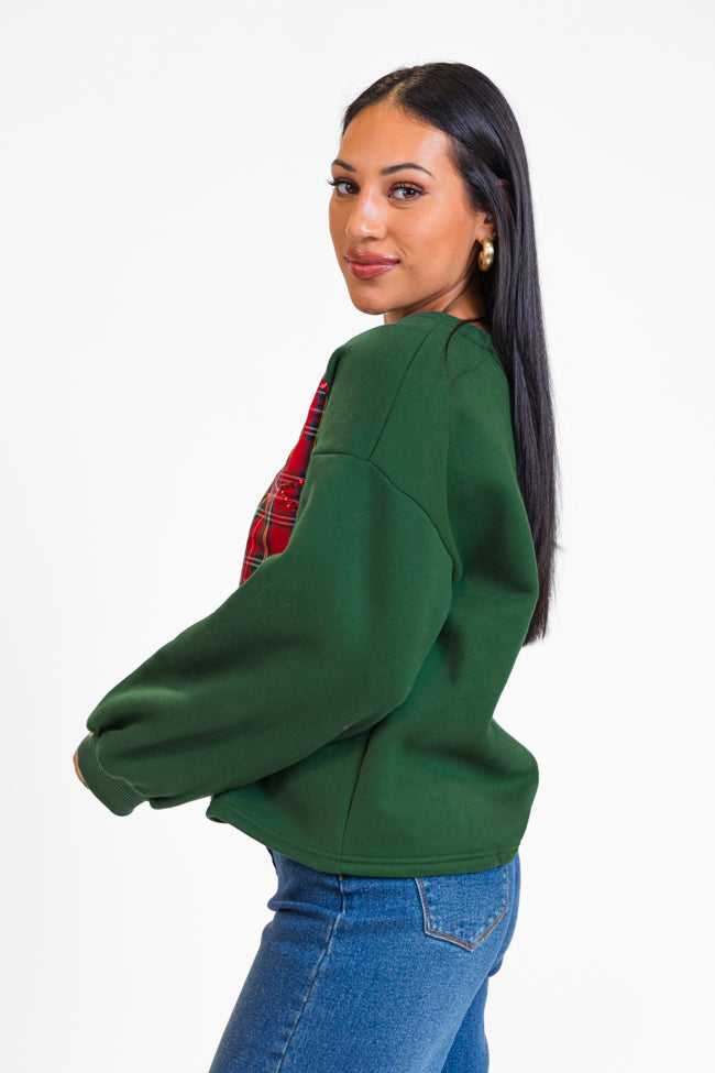 All Tied Up Green Plaid Bow Sweatshirt