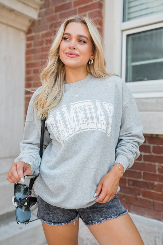 Gameday Block Grey Oversized Graphic Sweatshirt