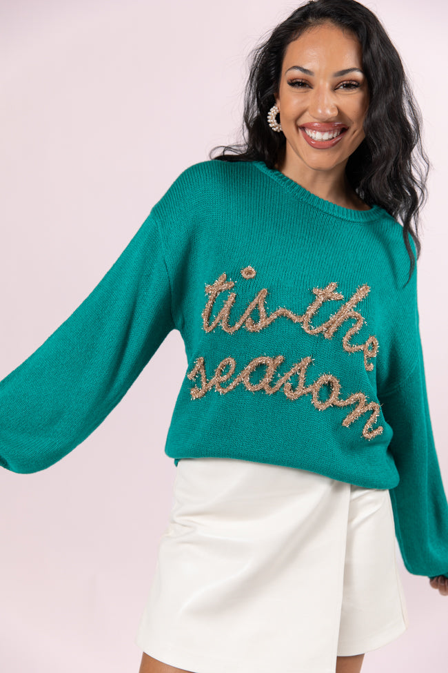 'Tis The Season Green and Gold Sweater