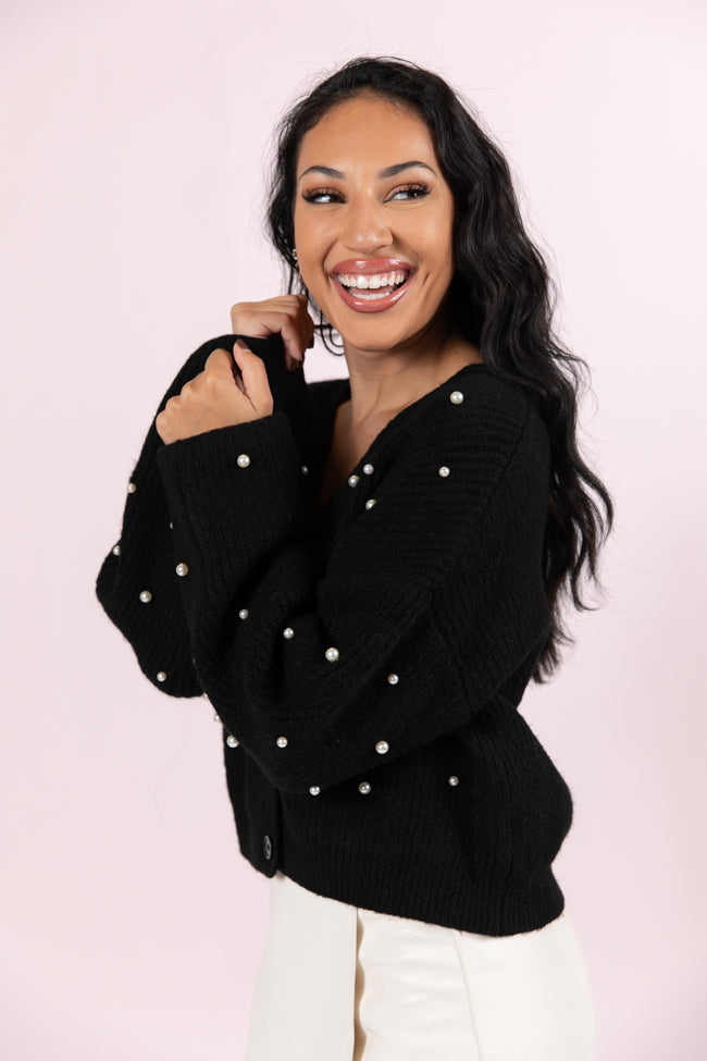 Beautiful Memories Black Pearl Embellished Cardigan