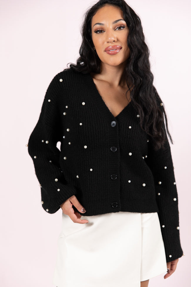 Beautiful Memories Black Pearl Embellished Cardigan