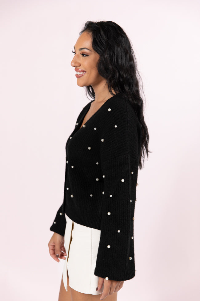 Beautiful Memories Black Pearl Embellished Cardigan