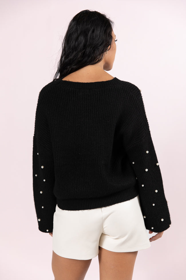 Beautiful Memories Black Pearl Embellished Cardigan