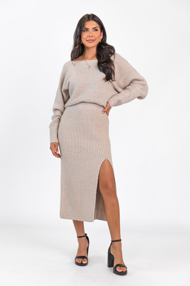 Never Miss Mushroom Boatneck Sweater Set