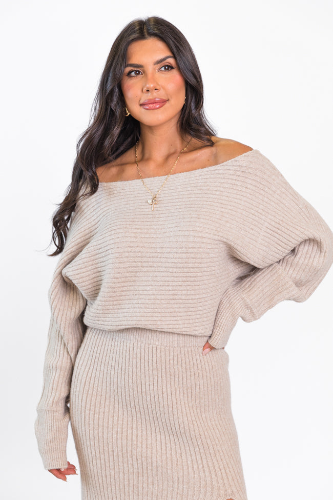 Never Miss Mushroom Boatneck Sweater Set