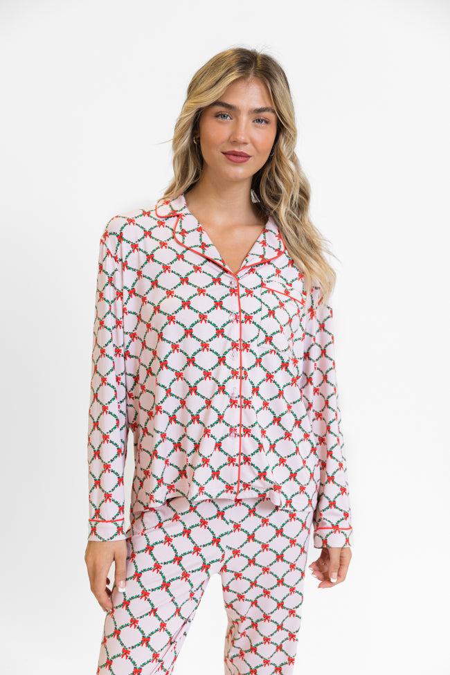 Under The Stars In Ribbons and Garland Long Sleeve Bamboo Pajama Top