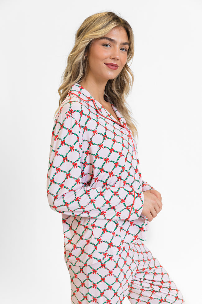 Under The Stars In Ribbons and Garland Long Sleeve Bamboo Pajama Top