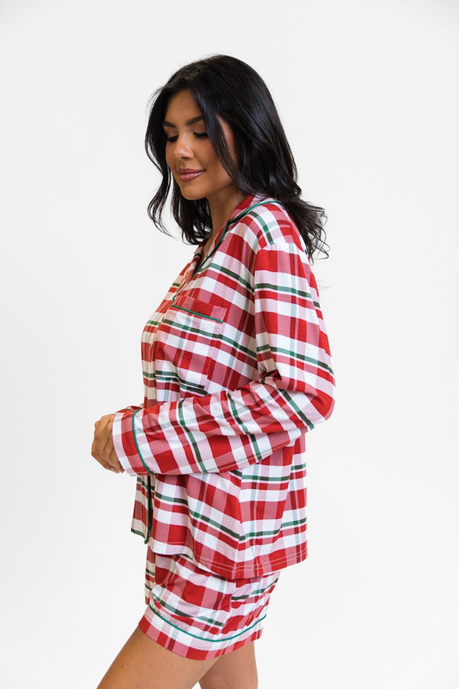 Under The Stars in Christmas Plaid Long Sleeve Bamboo Pajama top