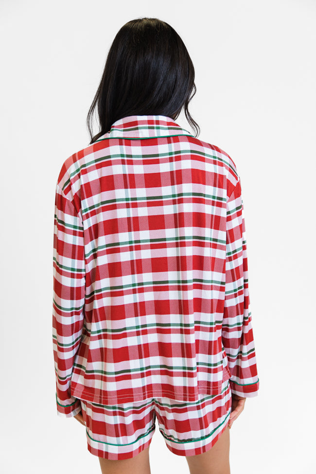 Under The Stars in Christmas Plaid Long Sleeve Bamboo Pajama top