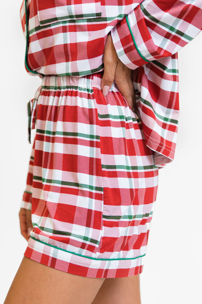 Under The Stars In Christmas Plaid Bamboo Pajama Shorts