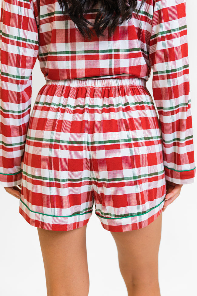 Under The Stars In Christmas Plaid Bamboo Pajama Shorts