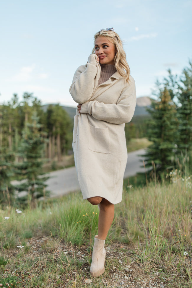 Love Guides Me Beige Long Coat Cardigan