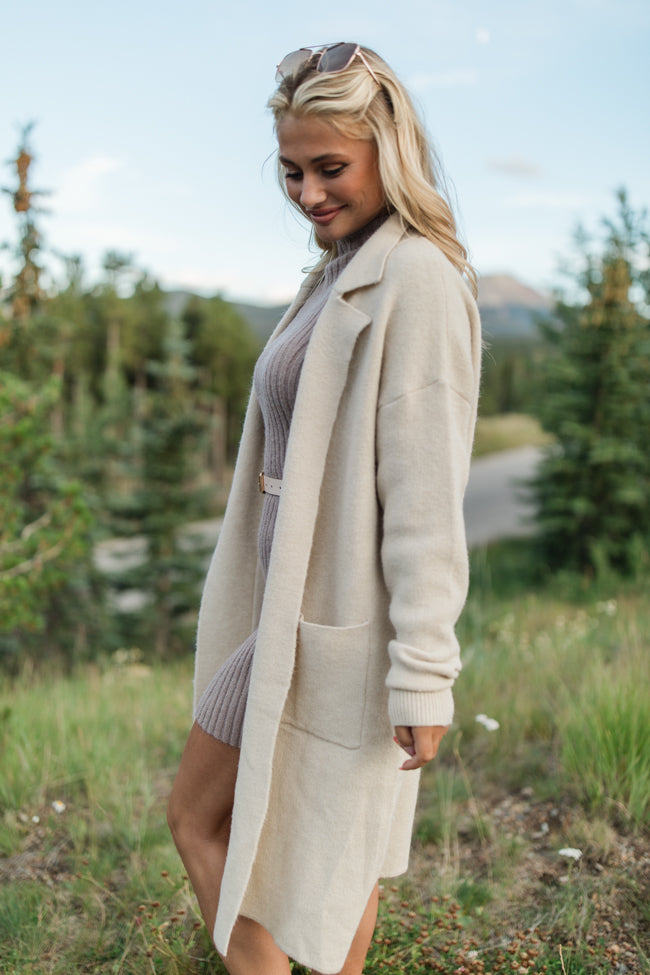 Love Guides Me Beige Long Coat Cardigan