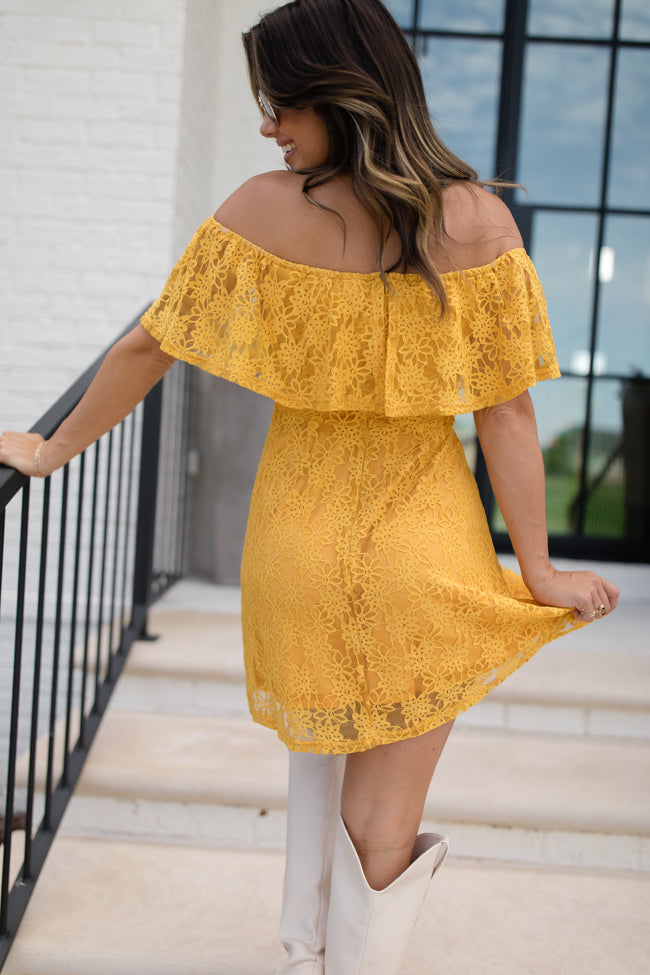 Brighten My Day Off The Shoulder Lace Mini Dress FINAL SALE