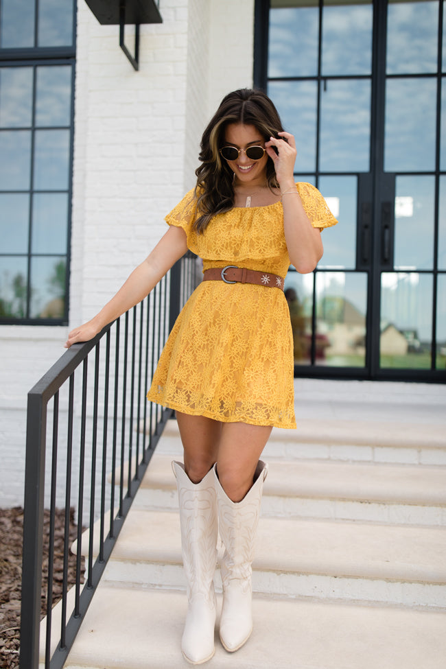 Brighten My Day Off The Shoulder Lace Mini Dress FINAL SALE