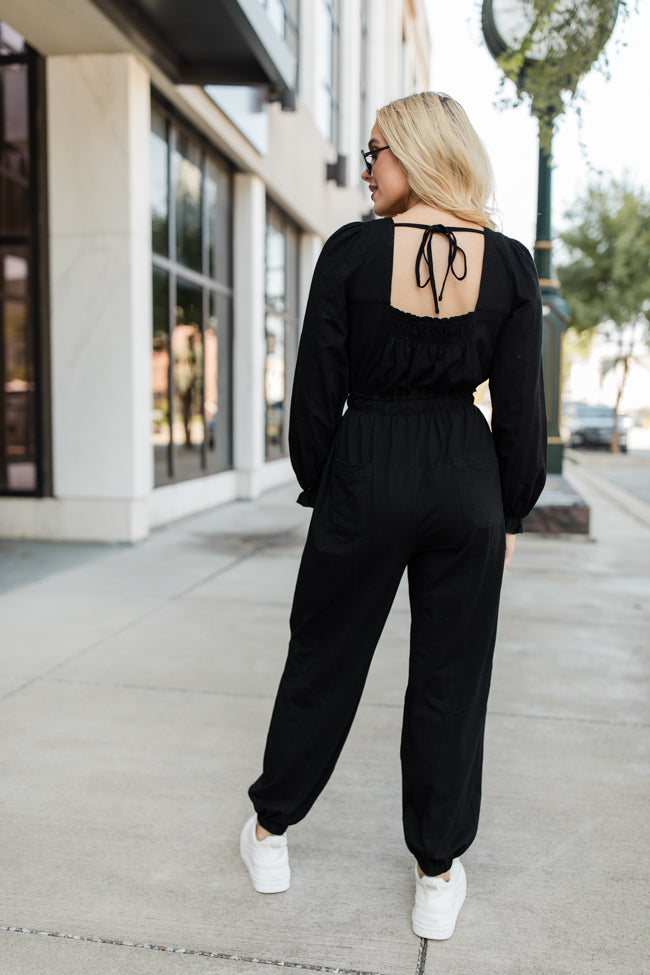 Black jumpsuit with fashion skirt