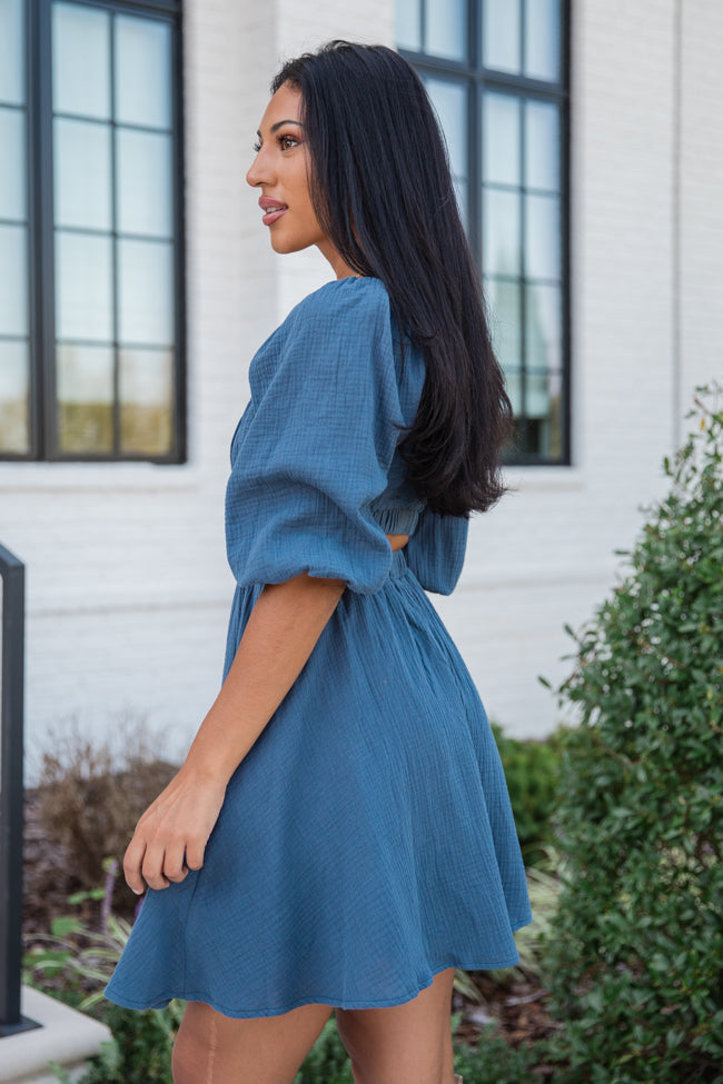 Key To My Heart Navy Keyhole Detail Mini Dress