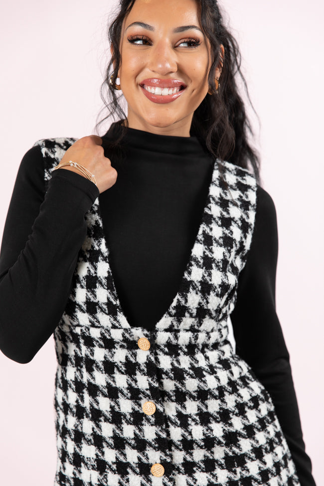 Makes Me Smile Black and White Houndstooth Jumper