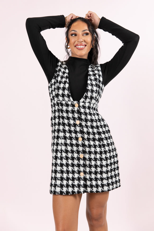 Makes Me Smile Black and White Houndstooth Jumper