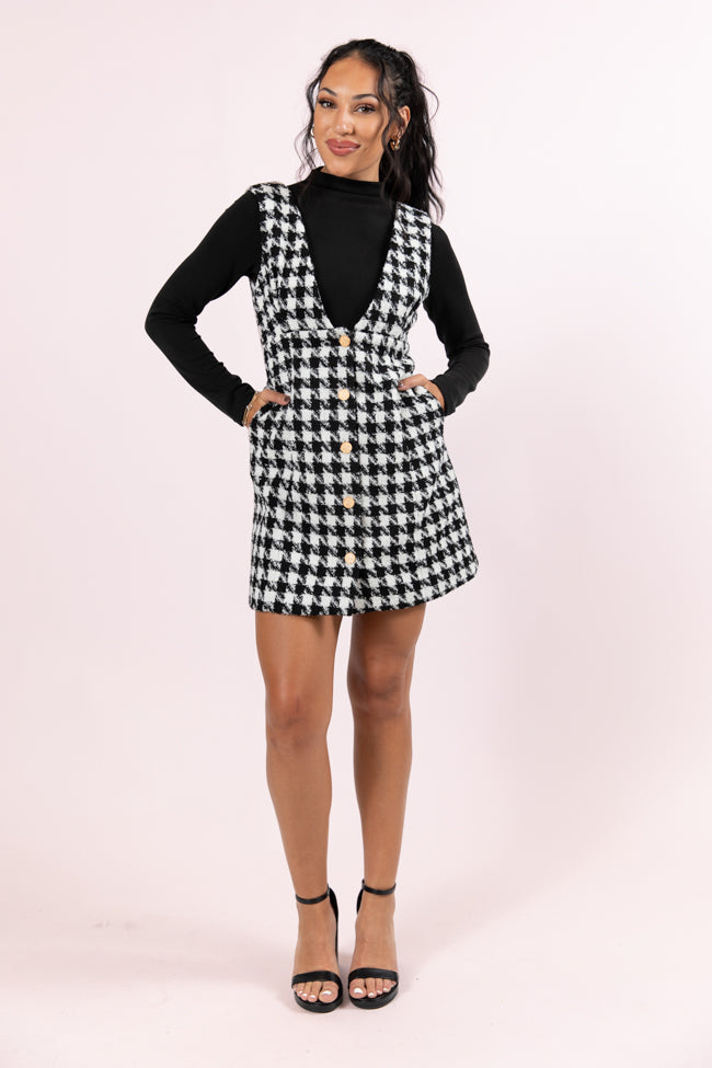 Makes Me Smile Black and White Houndstooth Jumper