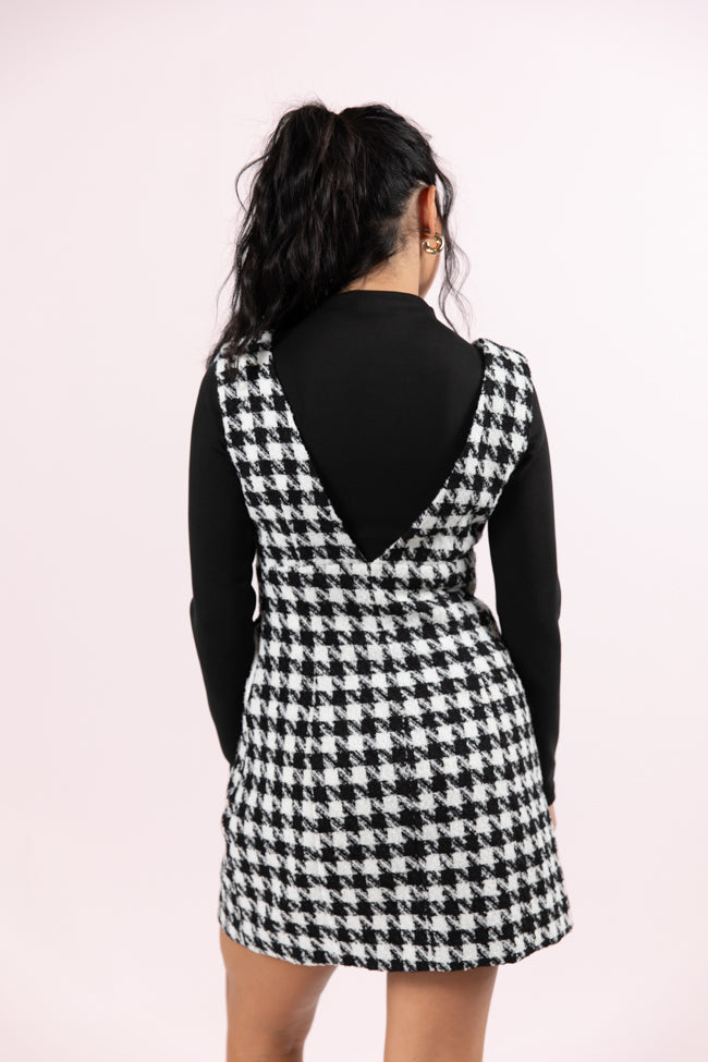 Makes Me Smile Black and White Houndstooth Jumper