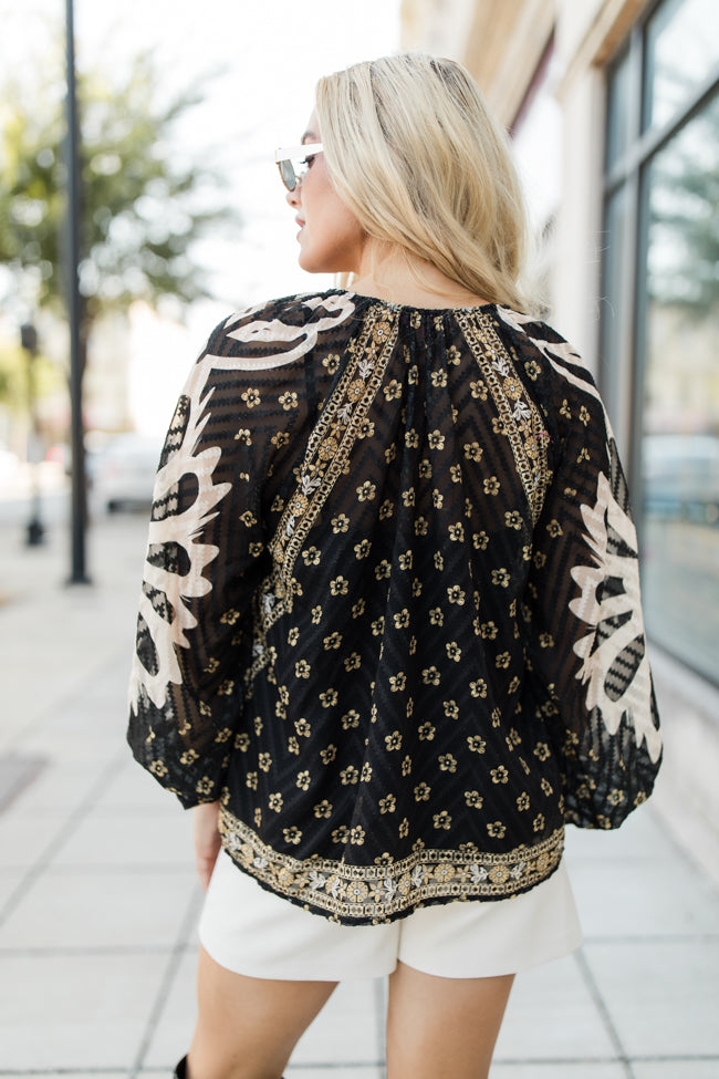 Gourd Vibes Black Multi Printed Blouse