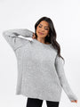 Cable Knit Cuddles Grey Oversized Crew Neck Sweater Amber Massey X Pink Lily SALE