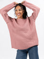 Cable Knit Cuddles Mauve Oversized Crew Neck Sweater Amber Massey X Pink Lily SALE