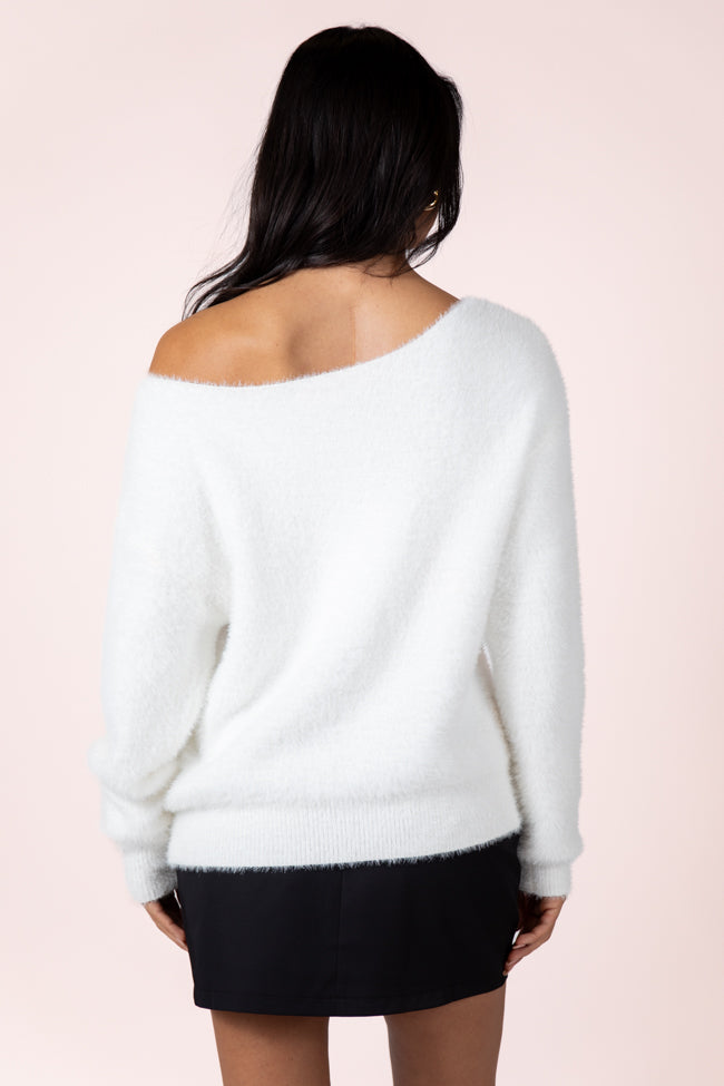 Sweet Memories Ivory Boatneck Fuzzy Sweater