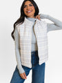 In A Bubble Beige Plaid Puffer Vest