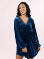 Warmest Wishes Blue Babydoll Cut Velvet Mini Dress