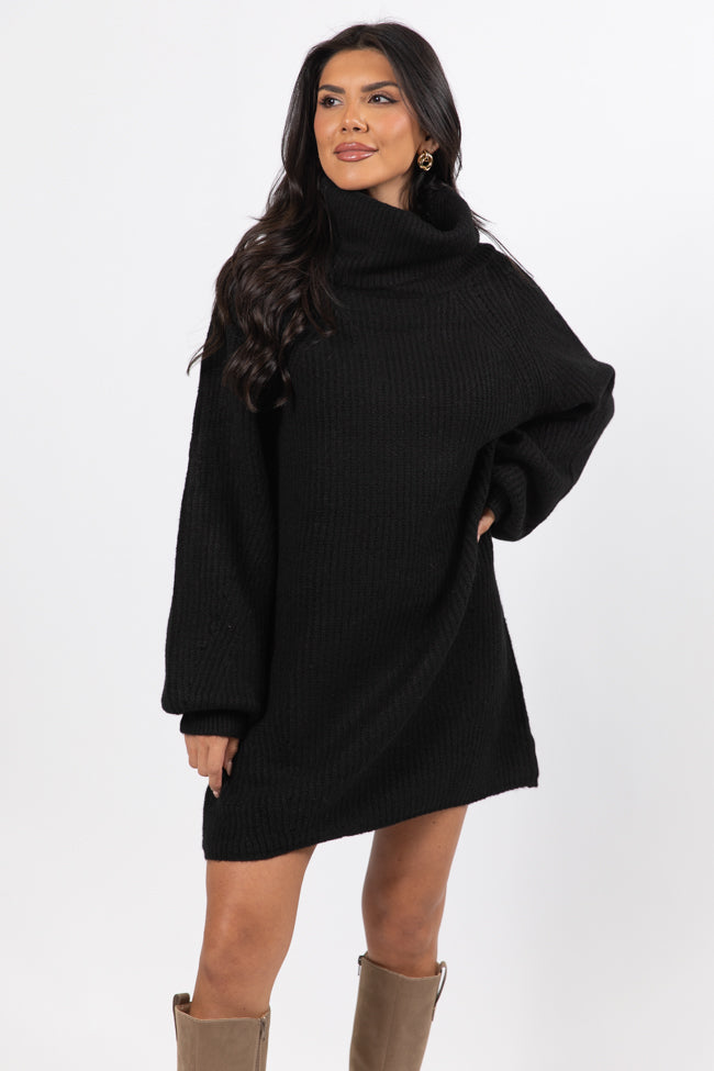 Bree Black Turtleneck Sweater Dress Amber Massey X Pink Lily