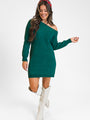 Holiday Spirit Green Chenille Off The Shoulder Sweater Dress