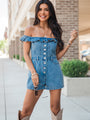 Hello Lovely Off The Shoulder Denim Romper