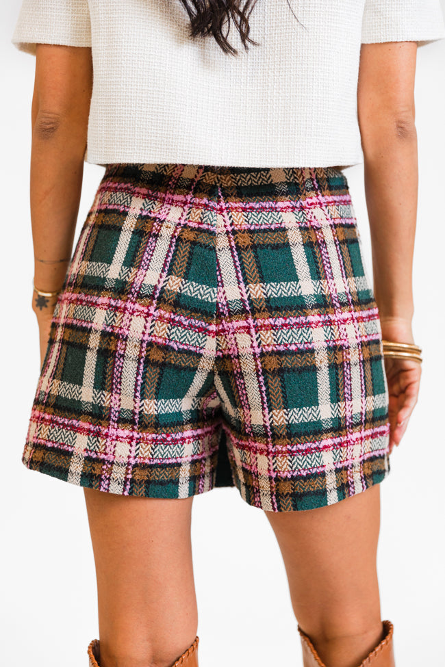 Sweet Escapes Green Plaid Skort