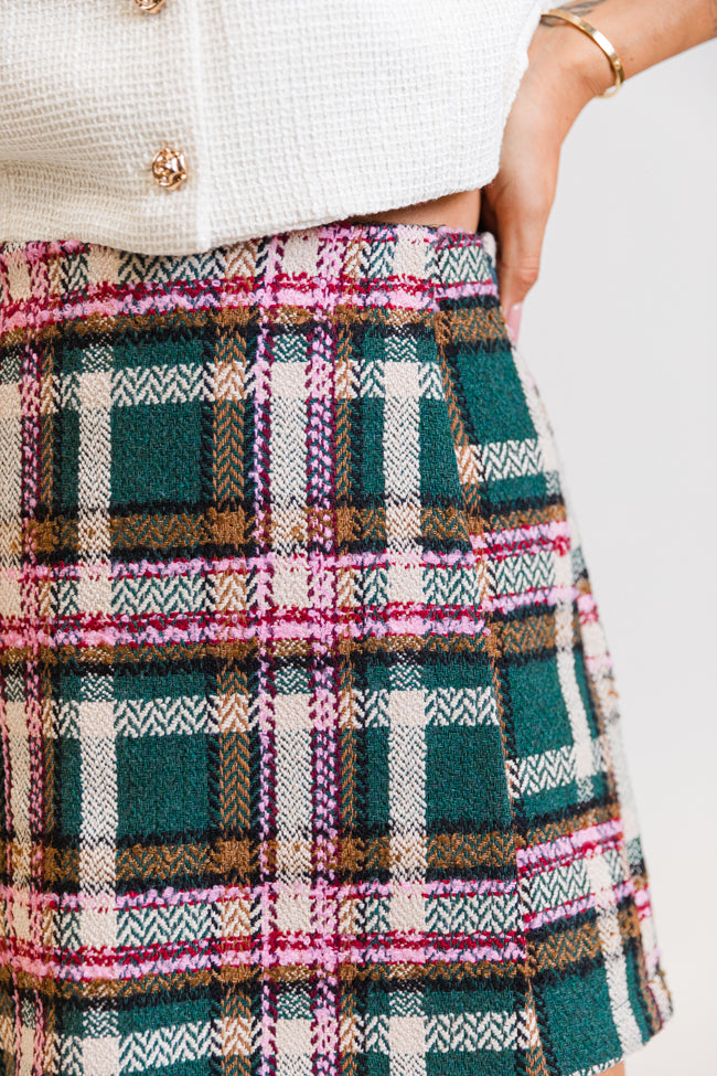 Sweet Escapes Green Plaid Skort