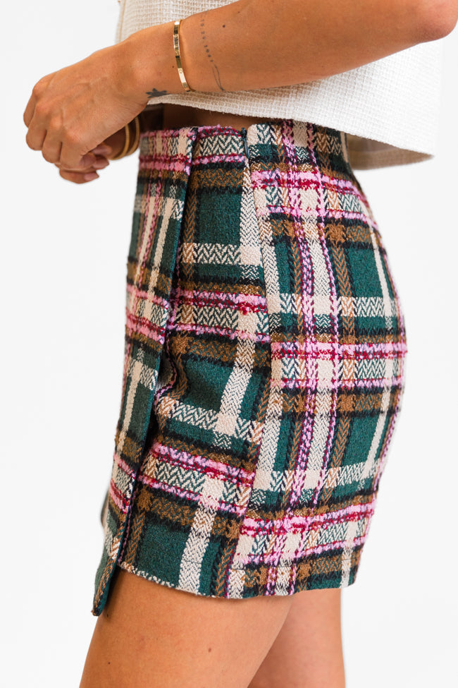 Sweet Escapes Green Plaid Skort