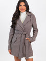 All To Give Brown Herringbone Wool Blend Coat