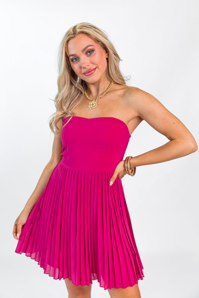 Sacred Promises Pink Strapless Chiffon Mini Dress