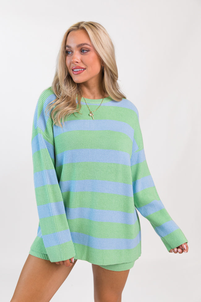 Sign Of The Times Blue and Green Striped Sweater Set DOORBUSTER