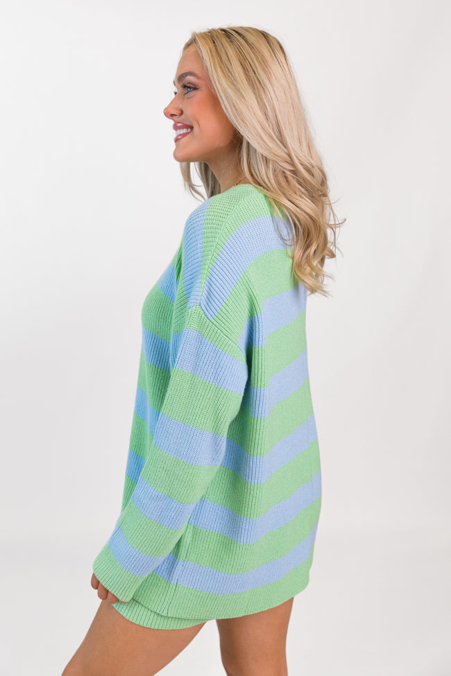 Sign Of The Times Blue and Green Striped Sweater Set DOORBUSTER