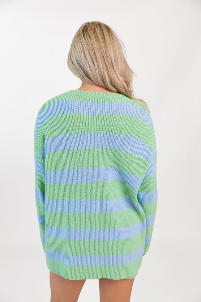 Sign Of The Times Blue and Green Striped Sweater Set DOORBUSTER