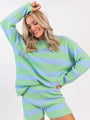 Sign Of The Times Blue and Green Striped Sweater Set DOORBUSTER