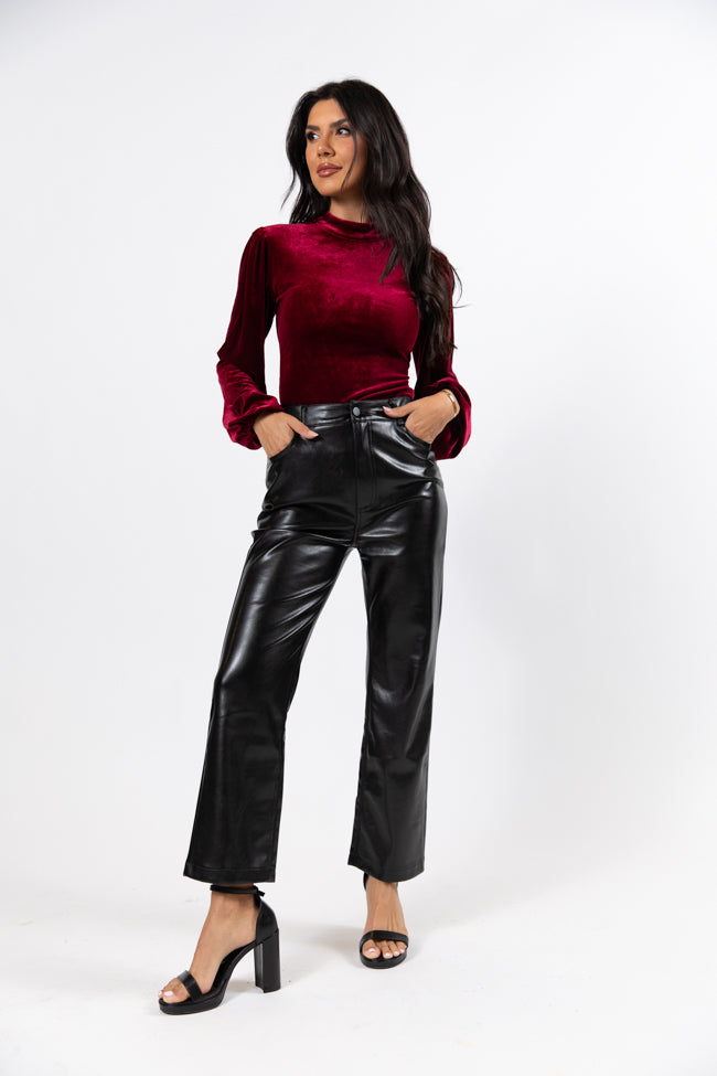 Delaware Nights Black Wide Leg Faux Leather Pants Amber Massey X Pink Lily