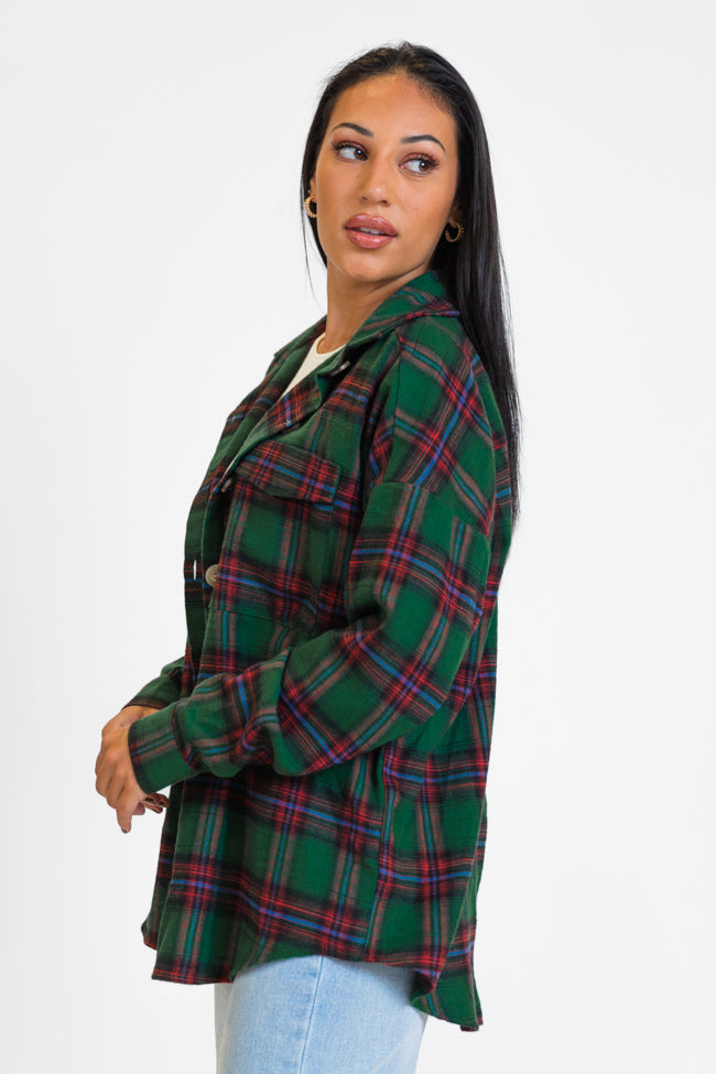 Made Me Realize Green and Red Plaid Oversized Button Front Shirt