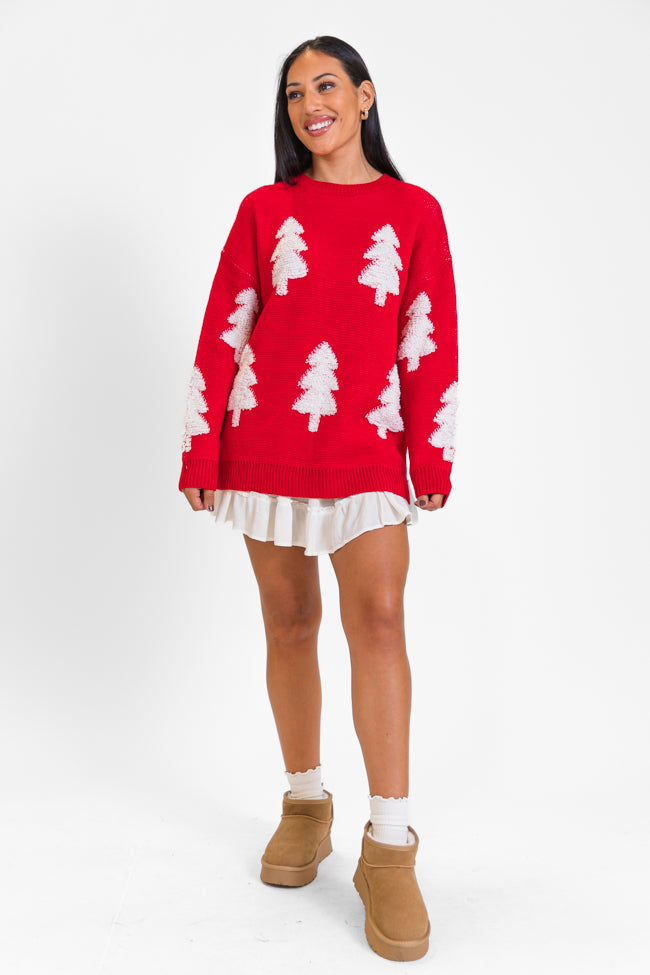 Under The Mistletoe Red Christmas Tree Sweater